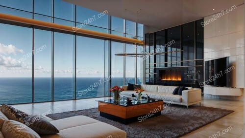Modern Luxury Living Room in Ocean View Coastal Condo