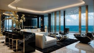 Luxury Living Room Design with Panoramic Ocean View