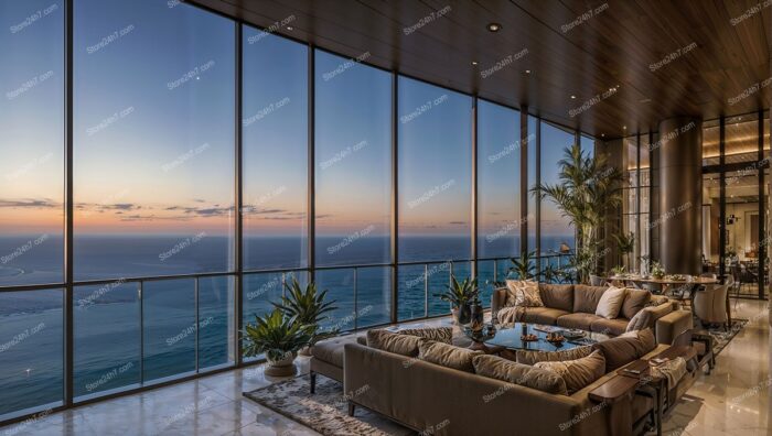 Elegant Coastal Condo Living Room with Stunning Ocean View