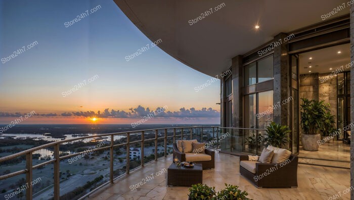 Sunset View from Luxury Coastal Condo Balcony