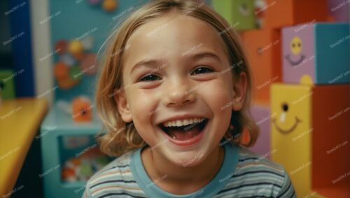 Child's Pure Joy and Laughter in Playroom