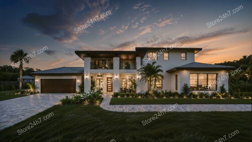 Sunset Silhouettes Elegant Modern Home in Florida
