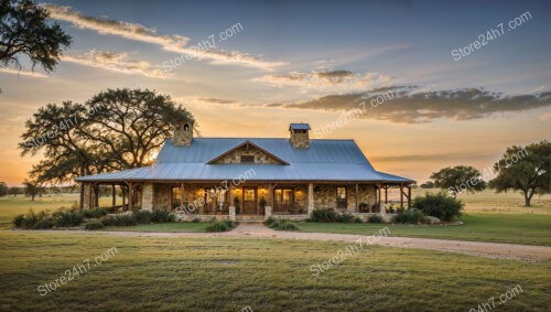 Charming Sunset Ranch House Amidst Vast Farmland