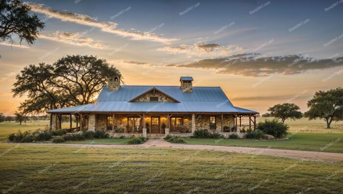 Charming Sunset Ranch House Amidst Vast Farmland