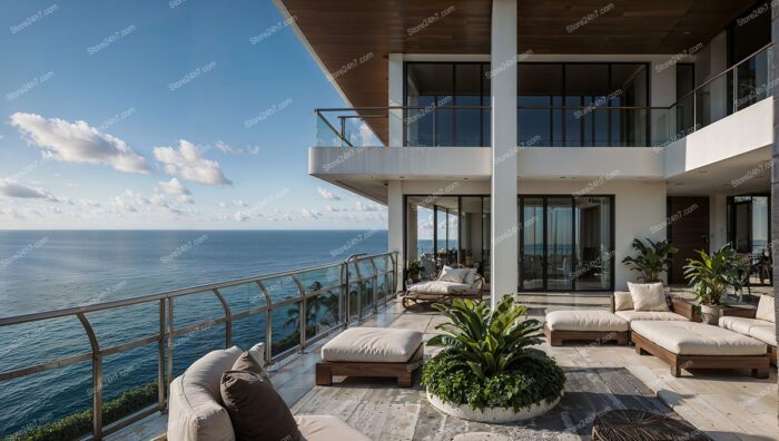 Expansive Ocean View from Luxurious Coastal Condo Terrace