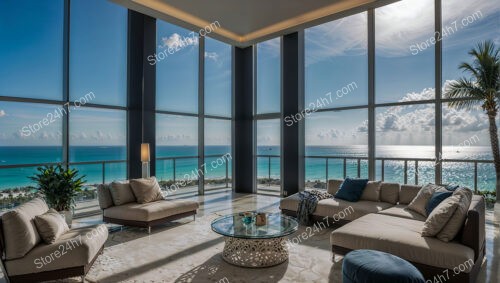 Stunning Coastal Condo Living Room with Ocean View
