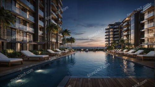 Luxurious Waterfront Condo Retreat Showcases Serene Sunset