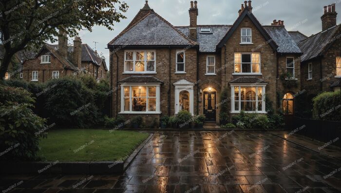 Elegant London Family Home in Classic Rainy Setting