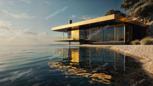 Modern Architectural Marvel Reflects Over Tranquil Seas