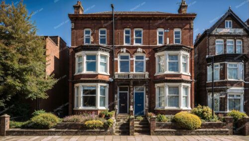 Picturesque British Duplex House in Liverpool Suburb