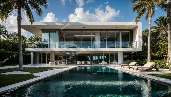 Modern Florida Luxury Home with Pool at Sunset