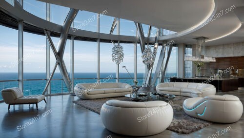 Sophisticated Oceanfront Condo Living Room with Modern Design
