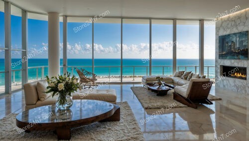 Luxurious Ocean View Condo Living Room with Elegant Decor