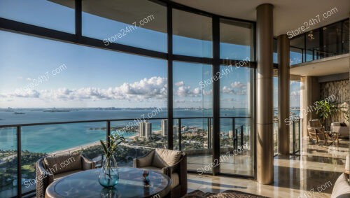 Luxurious Coastal Condo Living Room with Expansive Ocean View
