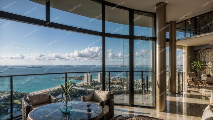 Luxurious Coastal Condo Living Room with Expansive Ocean View