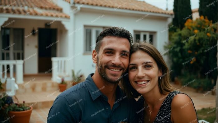 Young Couple Smiles as New Single Family Home Owners