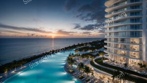 Sunrise Glow Over Coastal Luxury Condo Retreat
