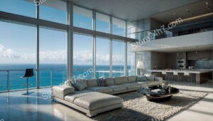 Sleek Modern Condo with Expansive Ocean View Living Room