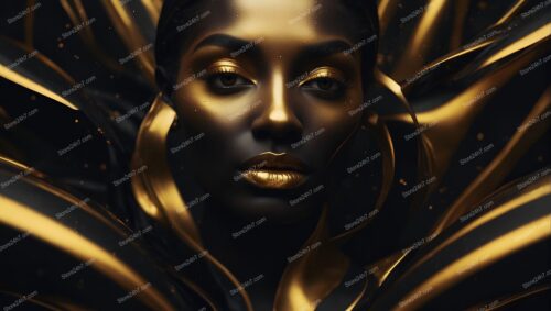 Golden Gaze: Surreal Portrait of Metallic Mystique