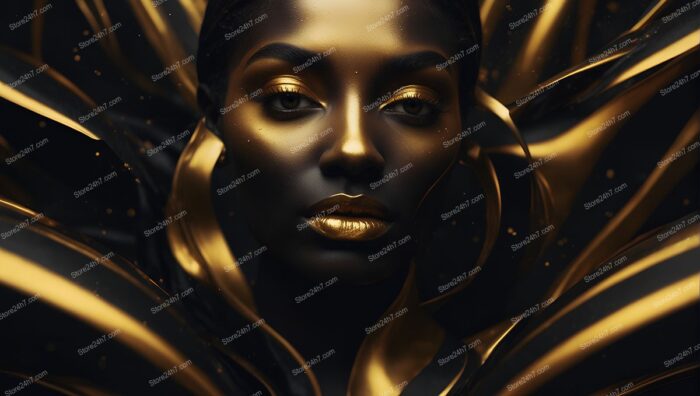 Golden Gaze: Surreal Portrait of Metallic Mystique