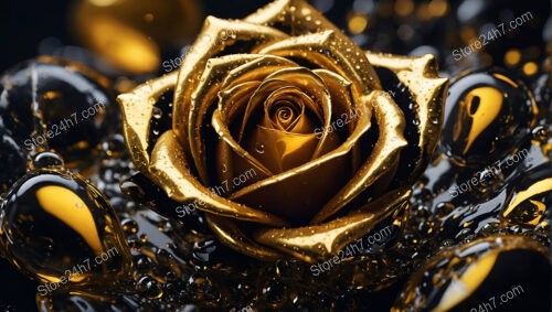 Enchanting Golden Rose in a Mystical Abstract World