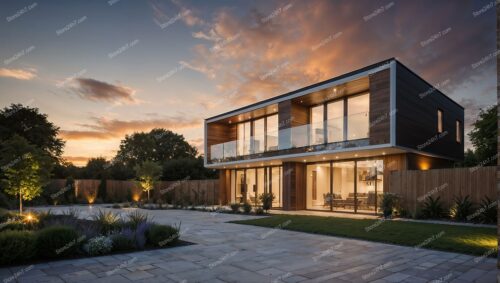 Contemporary Family House Near London at Sunset