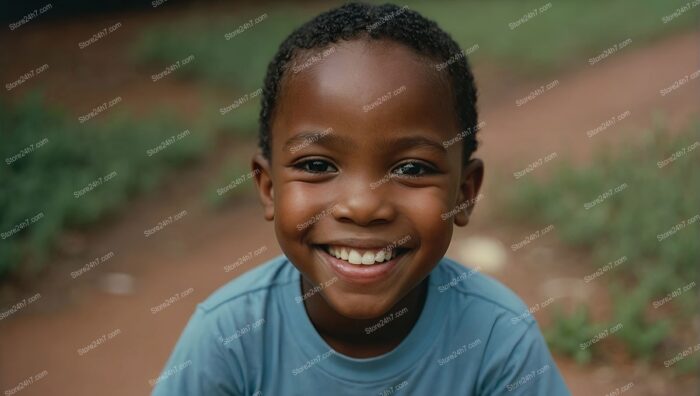 Joyful Smile of a Happy Child Outdoors