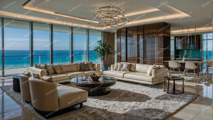 Luxurious Coastal Condo Living Room with Ocean View