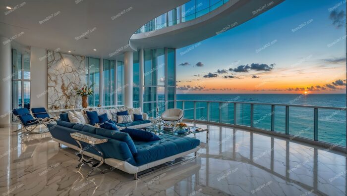 Elegant Oceanfront Condo Captures Radiant Sunset Elegance