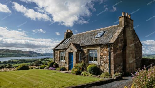 Quaint Stone Cottage Overlooking Scenic Scottish Landscape