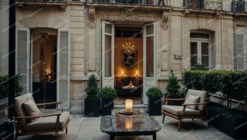 Parisian Luxury Apartment Terrace with Elegant Tranquility