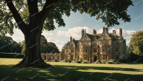 Majestic English Mansion Amidst Lush Verdant Landscape