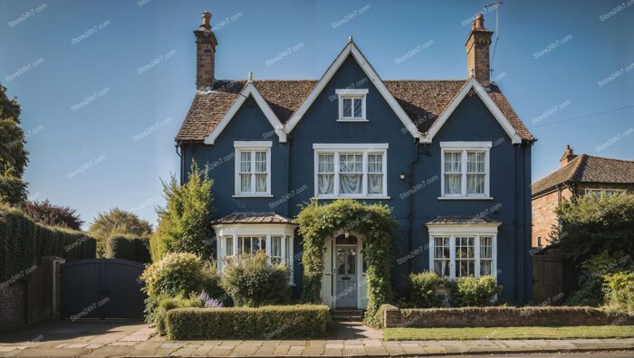 Elegant Blue House with Traditional English Charm