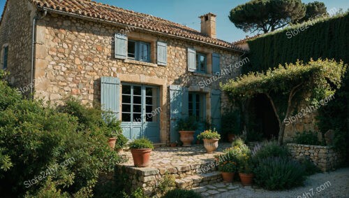 Charming Stone House in Provence with Blue Shutters