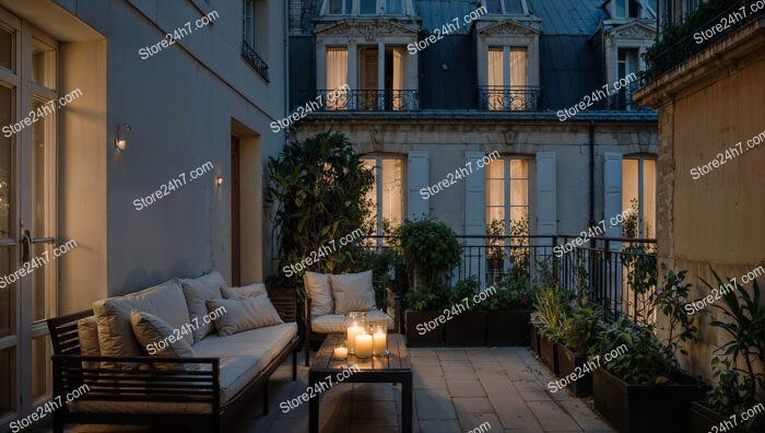 Parisian Apartment Terrace with Evening Tranquility
