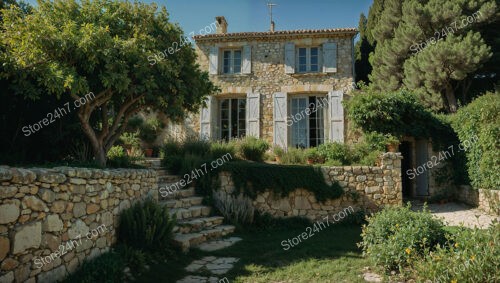 Provencal Stone House with Garden and White Shutters