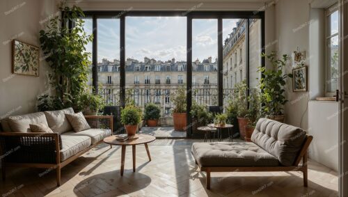Parisian Terrace View in a Luxury Apartment