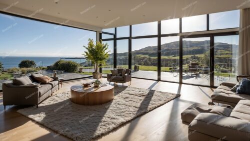 Modern Coastal Living Room Overlooking Scenic Scottish Waters