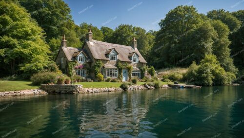 Quaint English Cottage by a Tranquil Lake