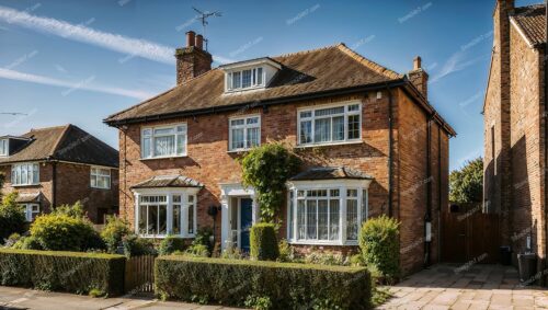 Quintessential English Brick House with White Accents