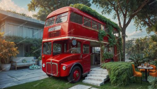 Vintage Double-Decker Bus Converted into a Cozy Home