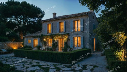 Charming French Stone House with Evening Glow