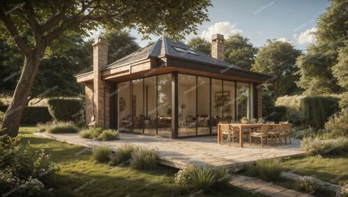 Modern Estate with Glass-Enclosed Veranda in UK Property
