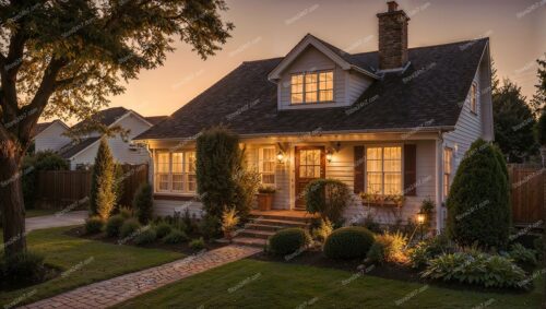 Charming English Country Home at Sunset