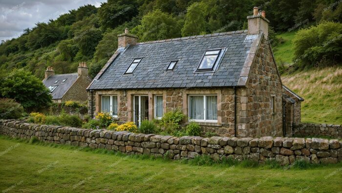 Stone Cottage Amidst Scottish Countryside Greenery
