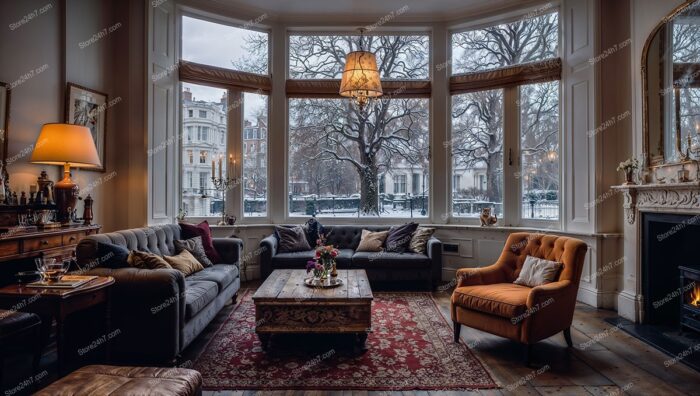 Cosy Winter View from Historic London Mansion Windows