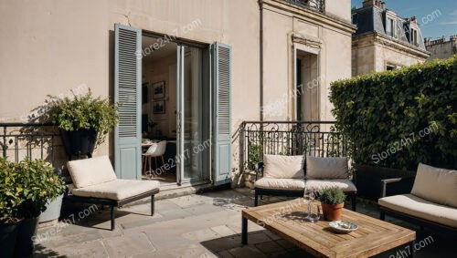 Charming Parisian Terrace in Elegant French Apartment