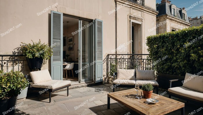 Charming Parisian Terrace in Elegant French Apartment