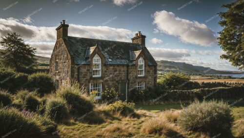 Quaint Stone Cottage Amidst Scottish Countryside Landscape