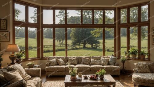 Modern UK Estate with Panoramic Garden View Windows